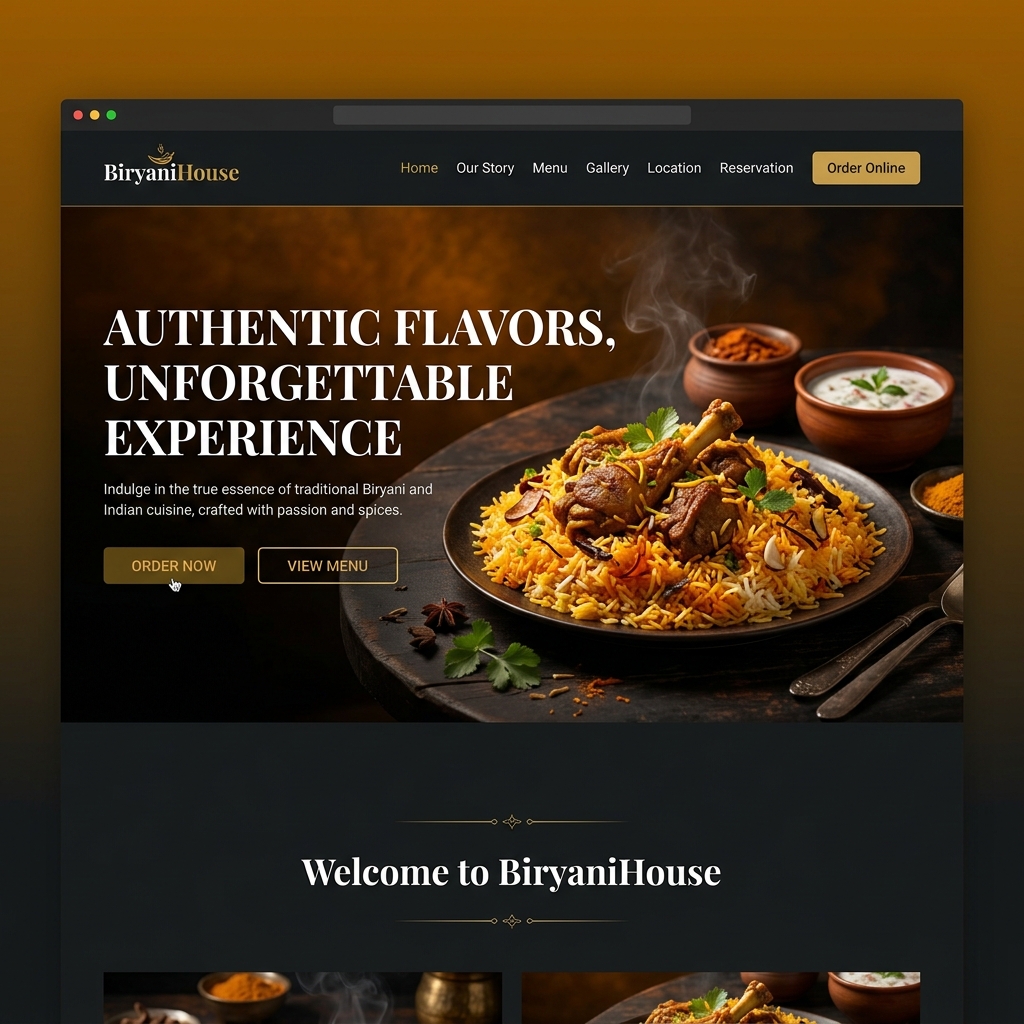 BiryaniHouse restaurant website demo