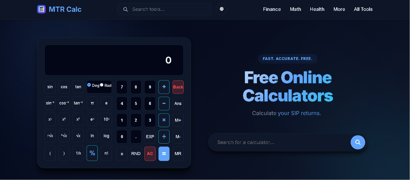 MTR Calc free online calculators